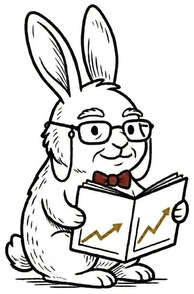The Wise Bunny, a cartoon rabbit in glasses reading a book